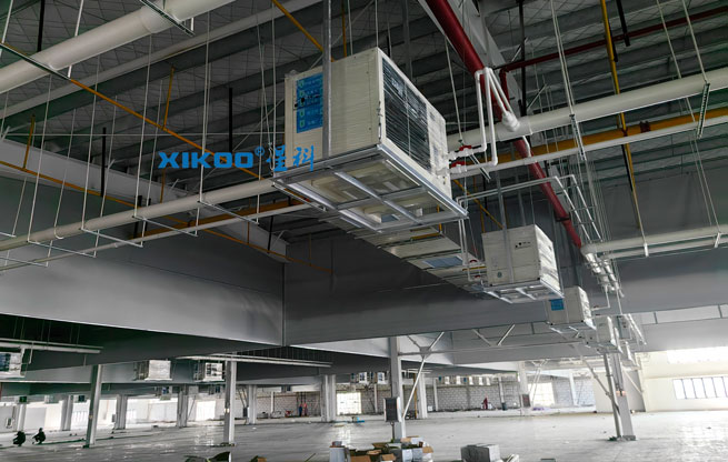 大型制衣廠整體降溫，應用蒸發冷省電空調-臥式軸流機組
